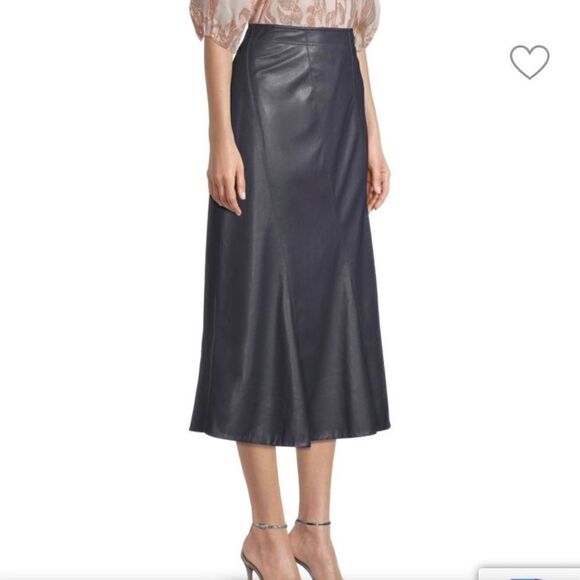 Rebecca Taylor Vegan Leather Midi Skirt Size 2 - Picture 1 of 6